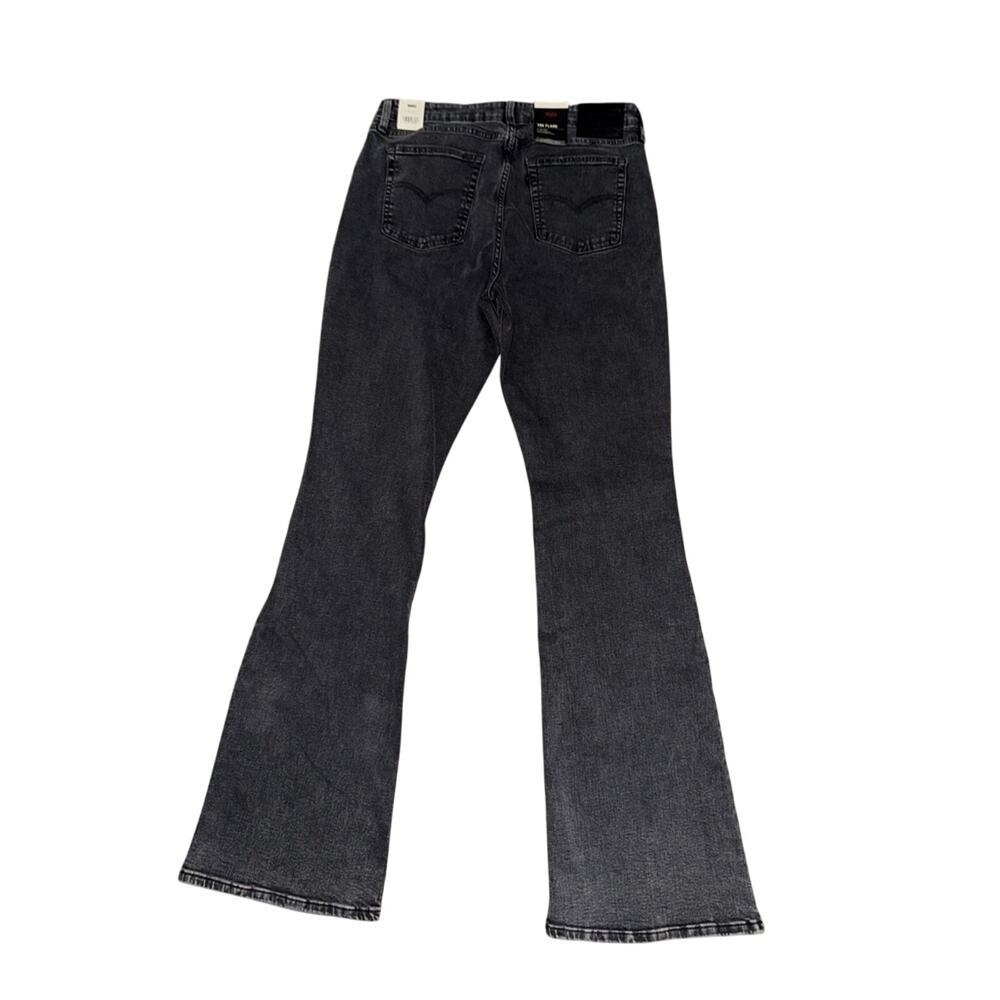 NEW LEVI’S HIGH RISE FLARE GREY BLACK STRETCH DENIM JEANS SZ 33x34 - Picture 4 of 14